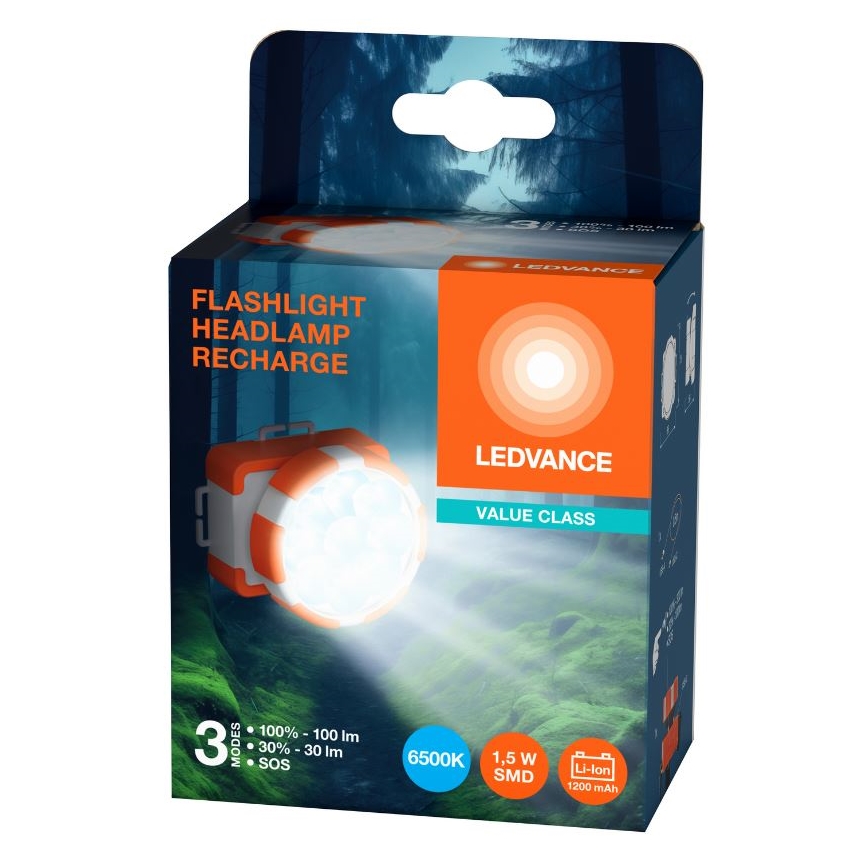 Ledvance - LED Uzlādējama galvas lampa FLASHLIGHT LED/1,5W/5V 1200mAh