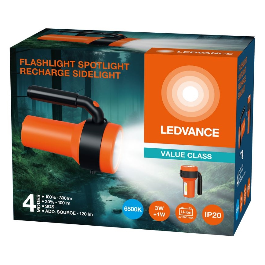 Ledvance - LED Uzlādējams lukturis ar ārējo akumulatoru FLASHLIGHT LED/3W/5V 2400mAh