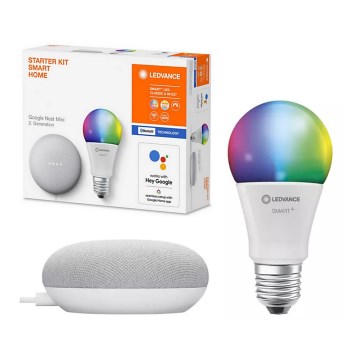 Ledvance - Viedais skaļrunis Google Nest Mini + LED RGBW Aptumšojama spuldze SMART+ A60 E27/10W/230V 2000 - 6500K