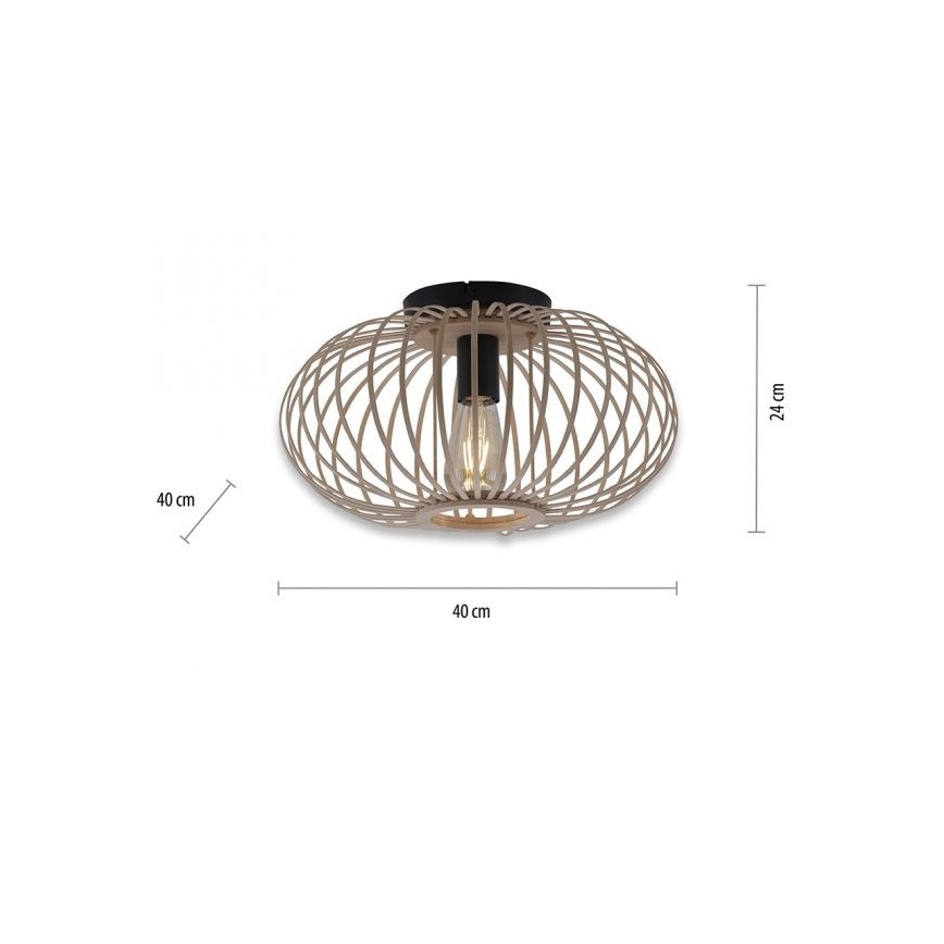 Leuchten Direkt 11410-79 - Virsapmetuma lustra RACOON 1xE27/40W/230V d. 40 cm bambusa