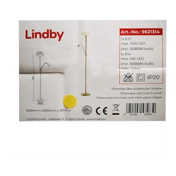 Lindby - Grīdas stāvlampa JOST 1xE27/10W/230V + 1xE14/5W