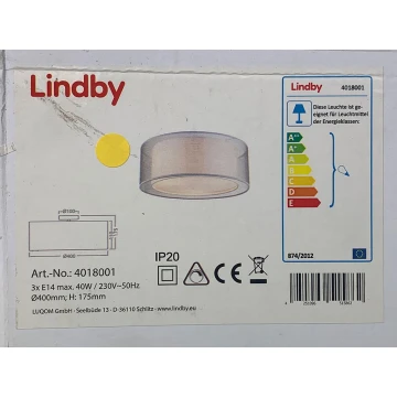 Lindby - Griestu lampa NICA 3xE14/40W/230V