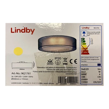 Lindby - LED Aptumšojama griestu lampa AMON 3xLED/12W/230V
