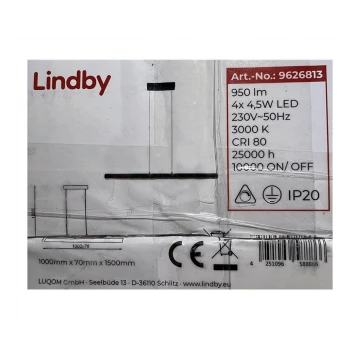 Lindby - LED Aptumšojama lustra ar auklu SOLVINA 4xLED/4,5W/230V