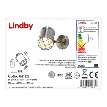 Lindby - LED Aptumšojama sienas lampa EBBI 1xE14/5W/230V