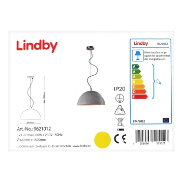 Lindby - LED RGBW Aptumšojuma lustra ar auklu CAROLLE 1xE27/10W/230V Wi-Fi Tuya