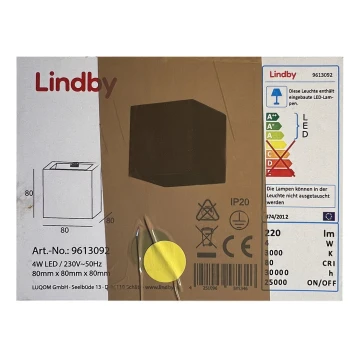 Lindby - LED Sienas lampa QUASO LED/4W/230V betons