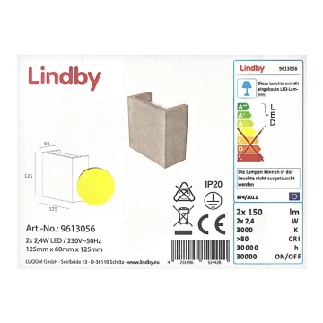 Lindby - LED Sienas lampa YVA 2xLED/2,4W/230V