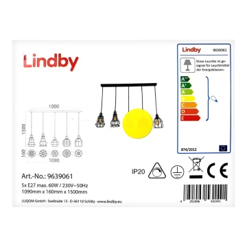 Lindby - Lustra ar auklu ALBERTA 5xE27/60W/230V