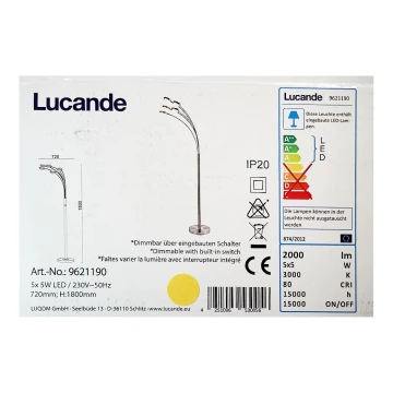 Lucande - LED Aptumšojama grīdas stāvlampa CATRIONA 5xLED/5W/230V