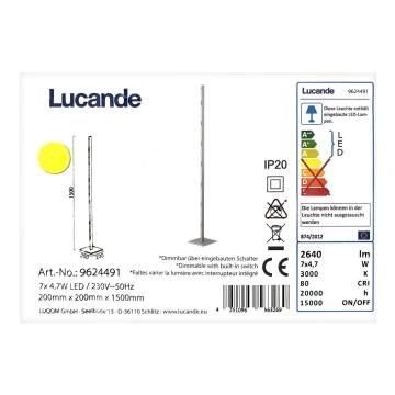 Lucande - LED Aptumšojama grīdas stāvlampa MARGEAU 7xLED/4,7W/230V