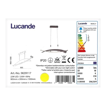 Lucande - LED Aptumšojama lustra ar auklu MARIJA LED/22W/230V