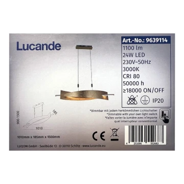 Lucande - LED Aptumšojama lustra ar auklu MARIJA LED/24W/230V