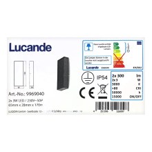 Lucande - LED Āra sienas lampa CORDA 2xLED/3W/230V IP54