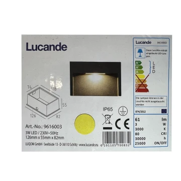 Lucande - LED Iebūvējams āra lampa MITJA LED/3W/230V IP65