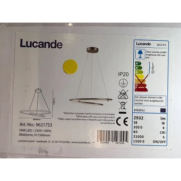 Lucande - LED Lustra ar auklu MIRASU LED/58W/230V