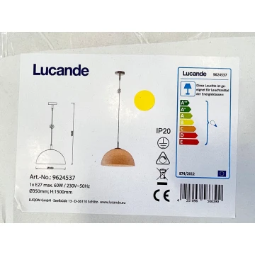 Lucande - Lustra ar auklu LOURENCO 1xE27/60W/230V