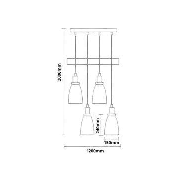 Lustra ar auklu 4xE27/60W/230V melna