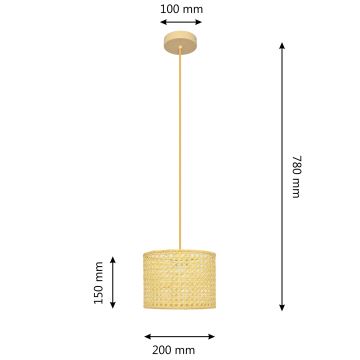 Lustra ar auklu ALBA 1xE27/60W/230V d. 20 cm rotanga