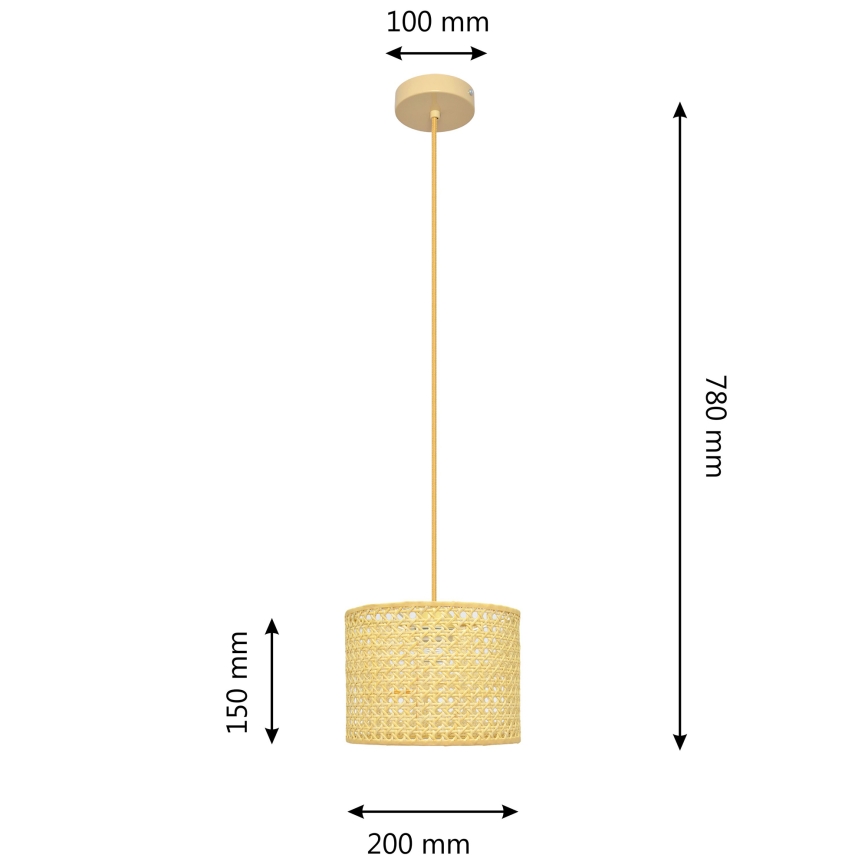 Lustra ar auklu ALBA 1xE27/60W/230V d. 20 cm rotanga