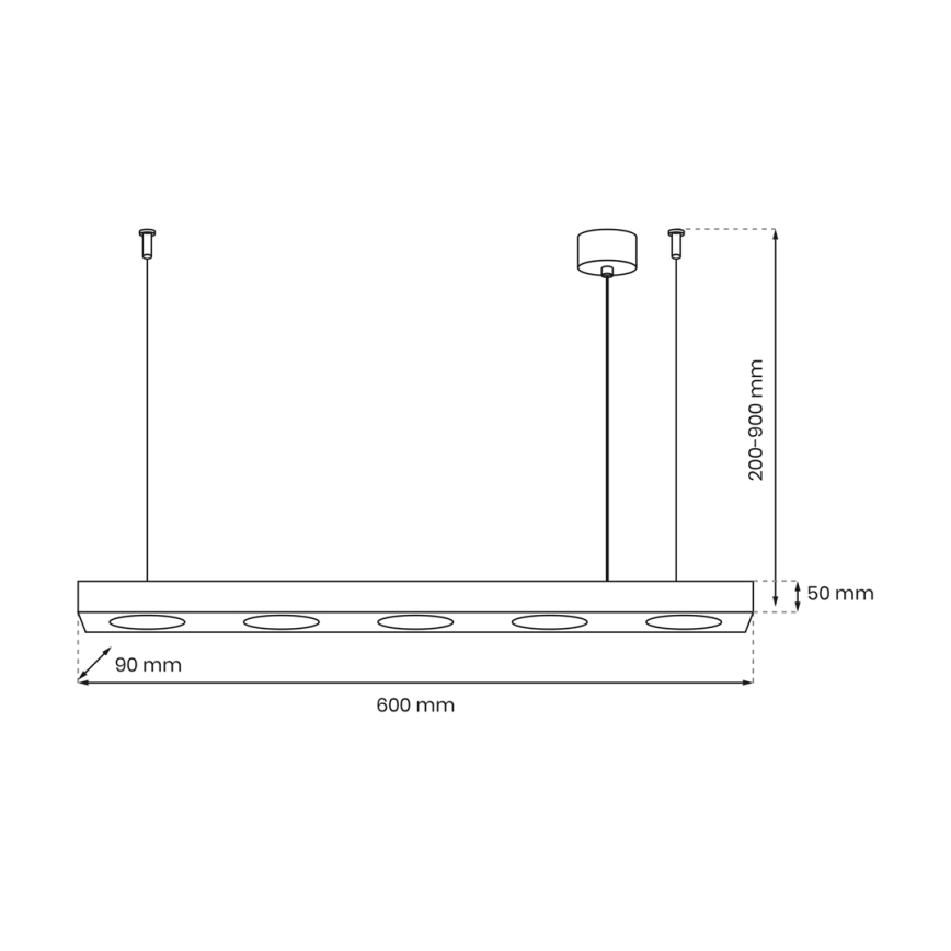 Lustra ar auklu ALEXANDER 5xGX53/12W/230V melna