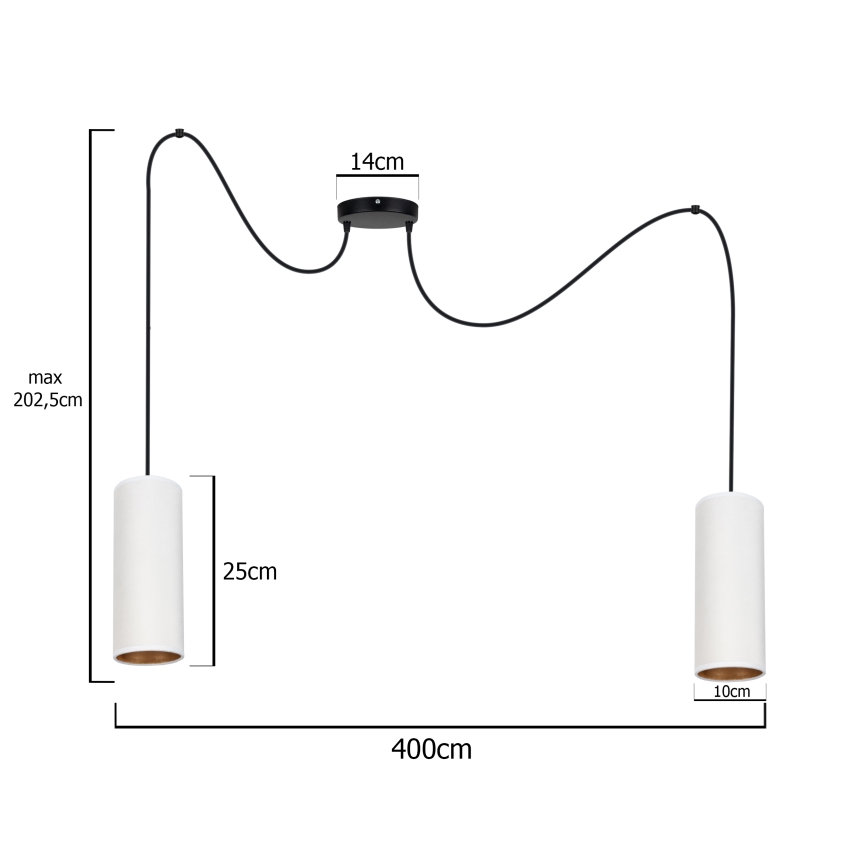 Lustra ar auklu AVALO 2xE27/60W/230V balta/varš