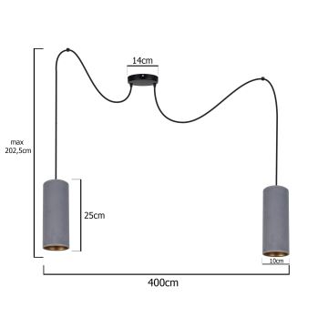 Lustra ar auklu AVALO 2xE27/60W/230V pelēka