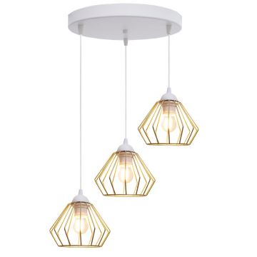 Lustra ar auklu CEED GOLD 3xE27/60W/230V d. 45 cm balta/zelta