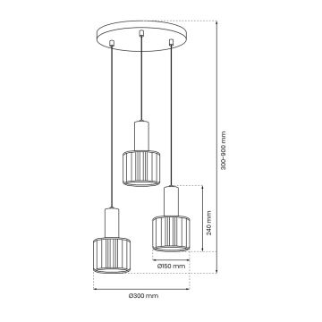 Lustra ar auklu CRISTAL 3xE27/60W/230V melna