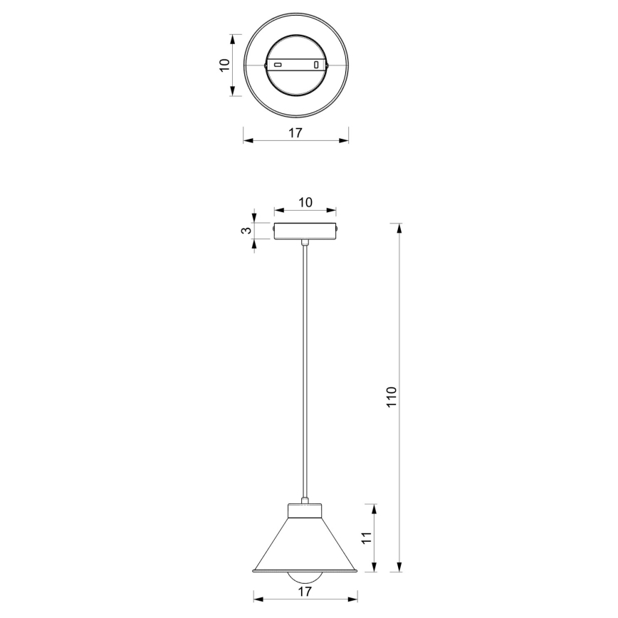 Lustra ar auklu DEMET 1xE27/60W/230V melna/zeltaina