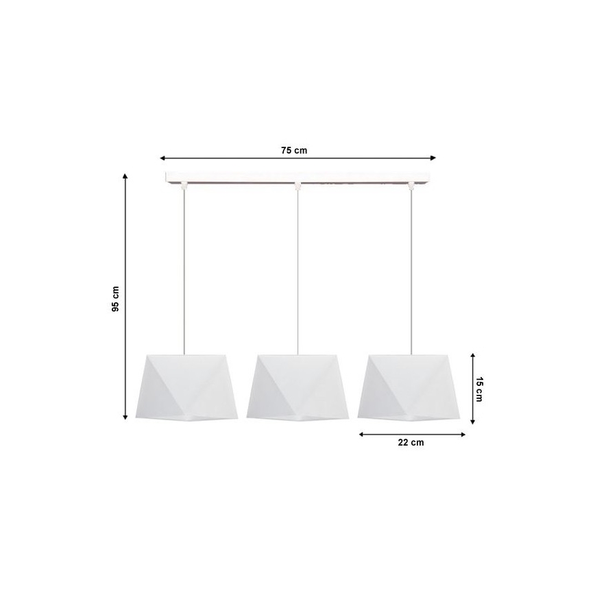 Lustra ar auklu DIAMENT 3xE27/60W/230V balts