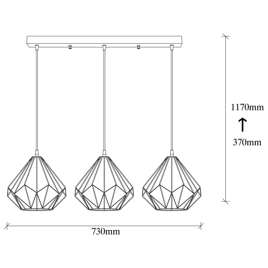 Lustra ar auklu DIAMOND 3xE27/100W/230V