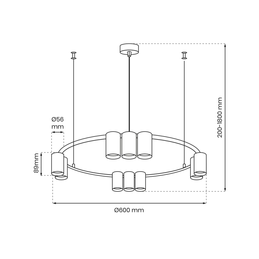 Lustra ar auklu GENESIS 10xGU10/8W/230V balta