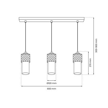 Lustra ar auklu GLAM 3xE27/60W/230V