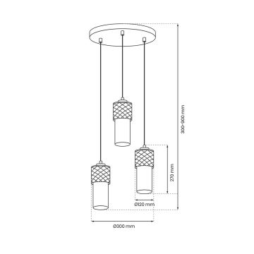 Lustra ar auklu GLAM 3xE27/60W/230V