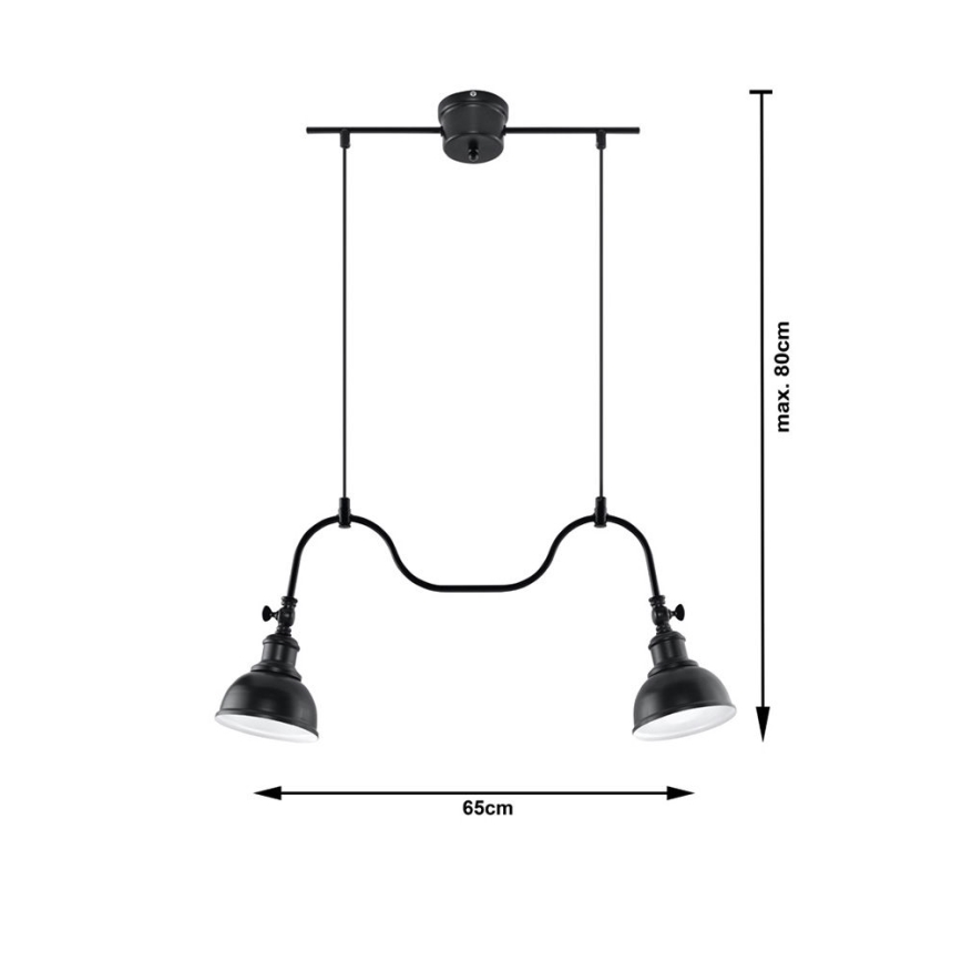 Lustra ar auklu MARE 2 2xE27/60W/230V melns