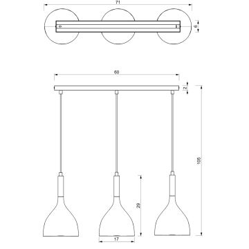 Lustra ar auklu NOAK 3xE27/60W/230V balta/spīdīgs hroms