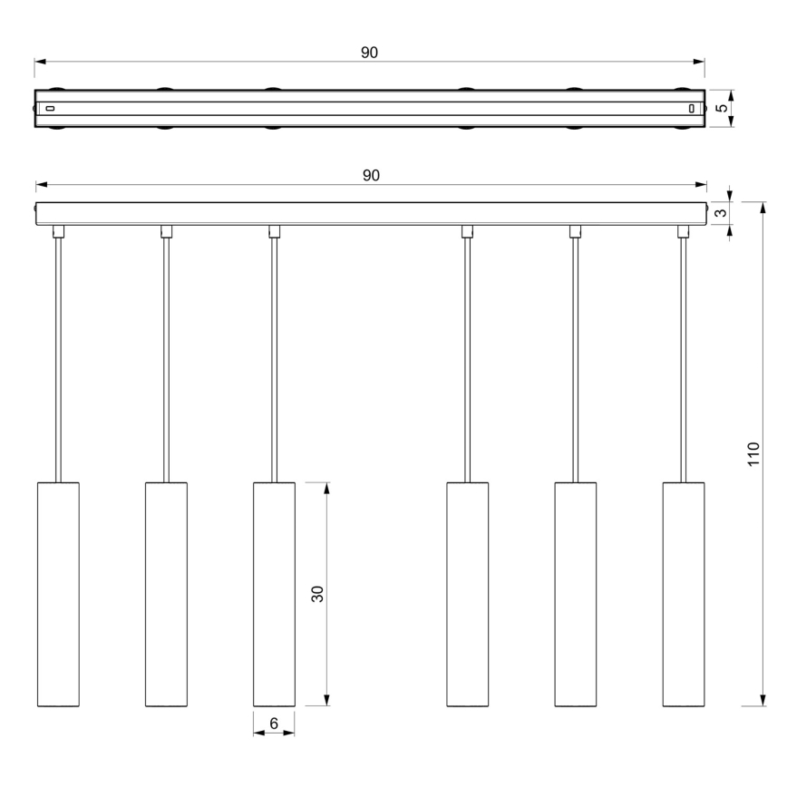 Lustra ar auklu RAITO 6xGU10/8W/230V melna