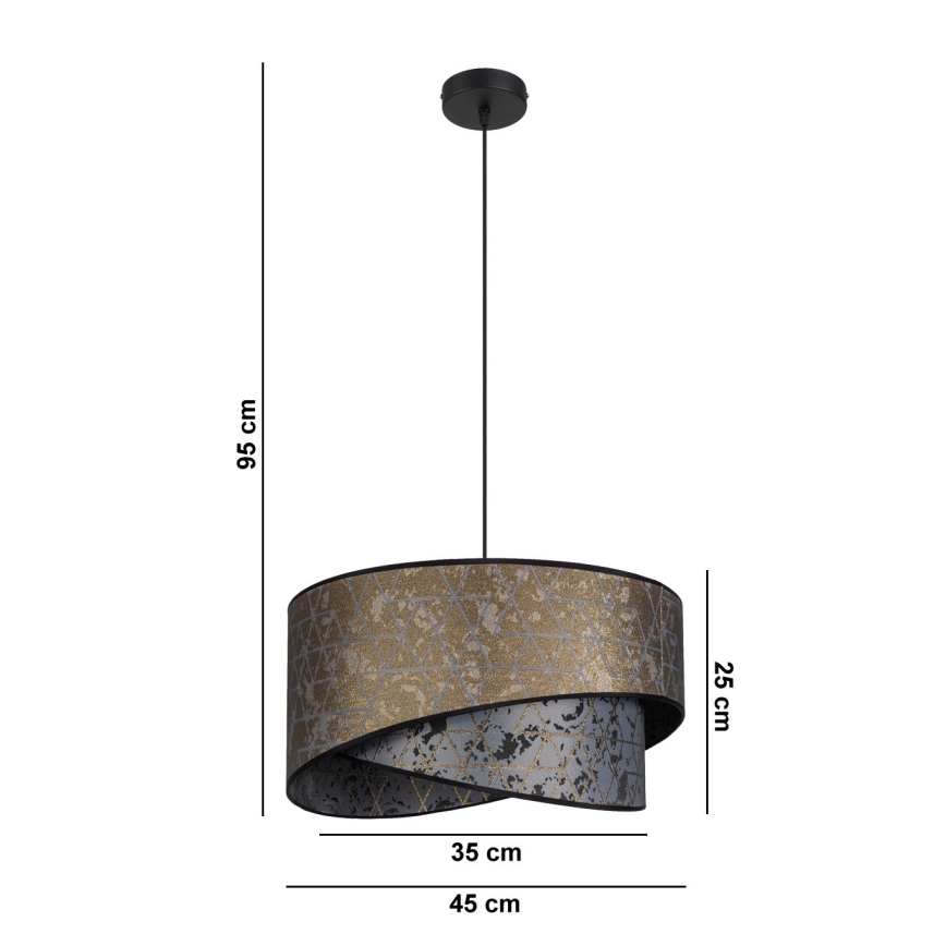 Lustra ar auklu REZO 1xE27/60W/230V pelēka/zelta