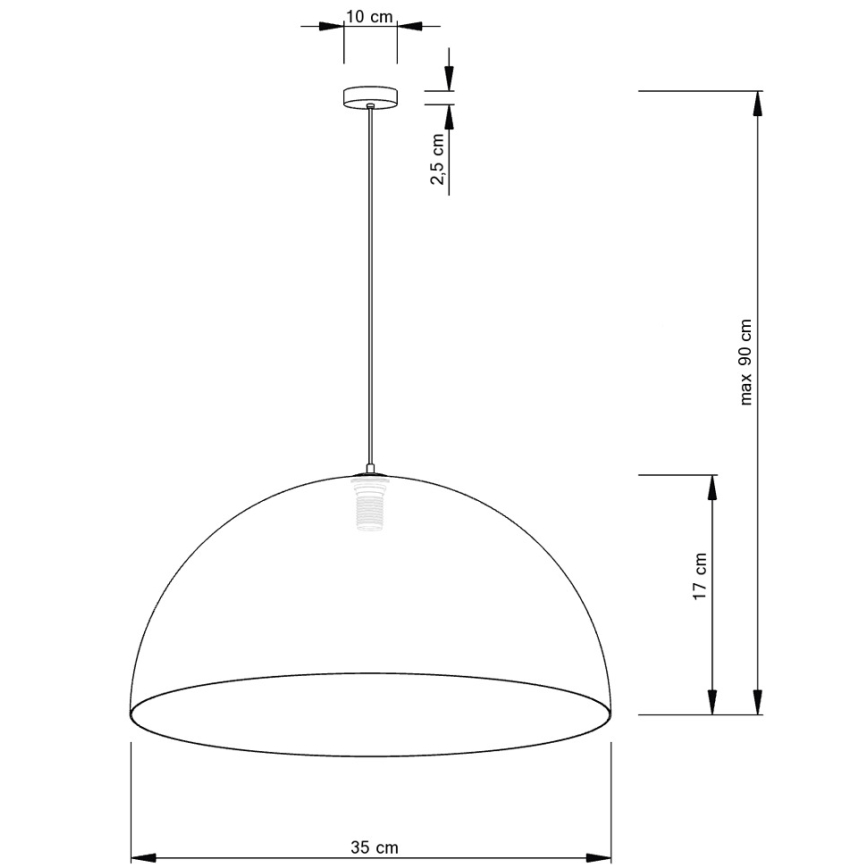 Lustra ar auklu SFERA 1xE27/60W/230V d. 35 cm zeltaina/melna