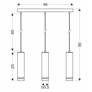 Lustra ar auklu TUBO 3xGU10/25W/230V