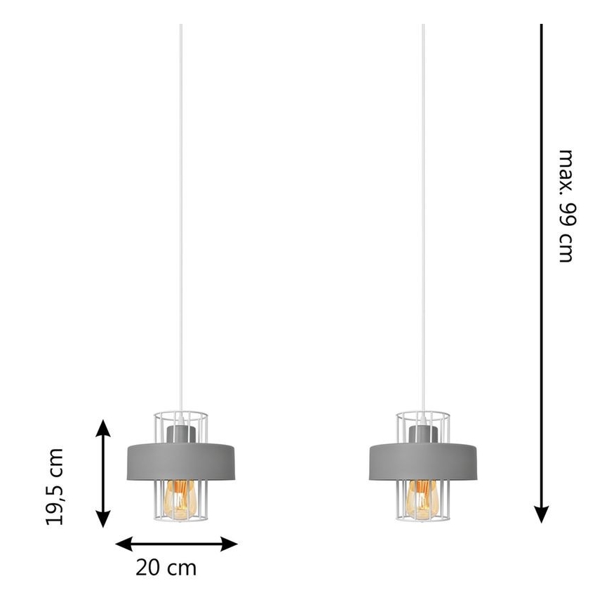 Lustra ar auklu VOLTA 2xE27/60W/230V pelēka