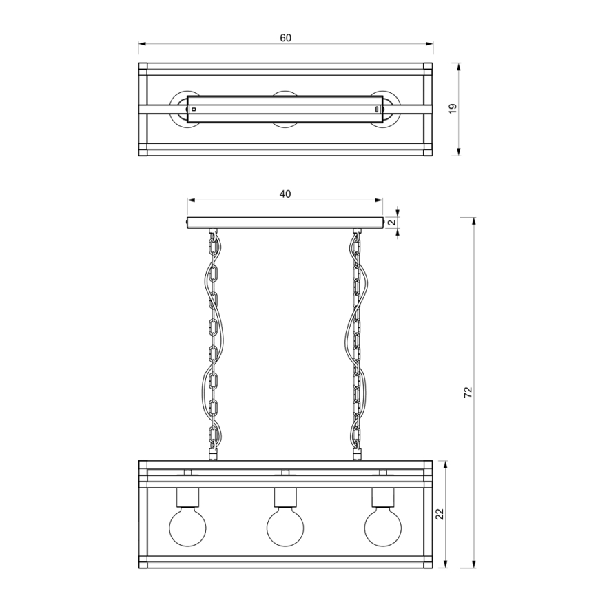 Lustra ar ķēdi ARNOLD 3xE27/60W/230V melna