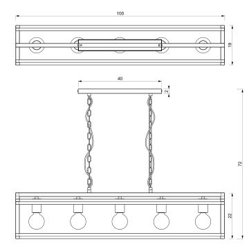 Lustra ar ķēdi ARNOLD 5xE27/60W/230V melna