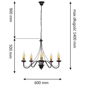 Lustra ar ķēdi MALBO 5xE14/60W/230V