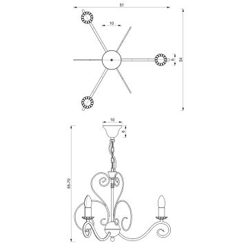 Lustra ar ķēdi MAURO 3xE14/60W/230V