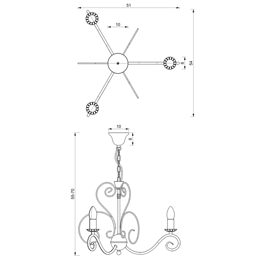 Lustra ar ķēdi MAURO 3xE14/60W/230V