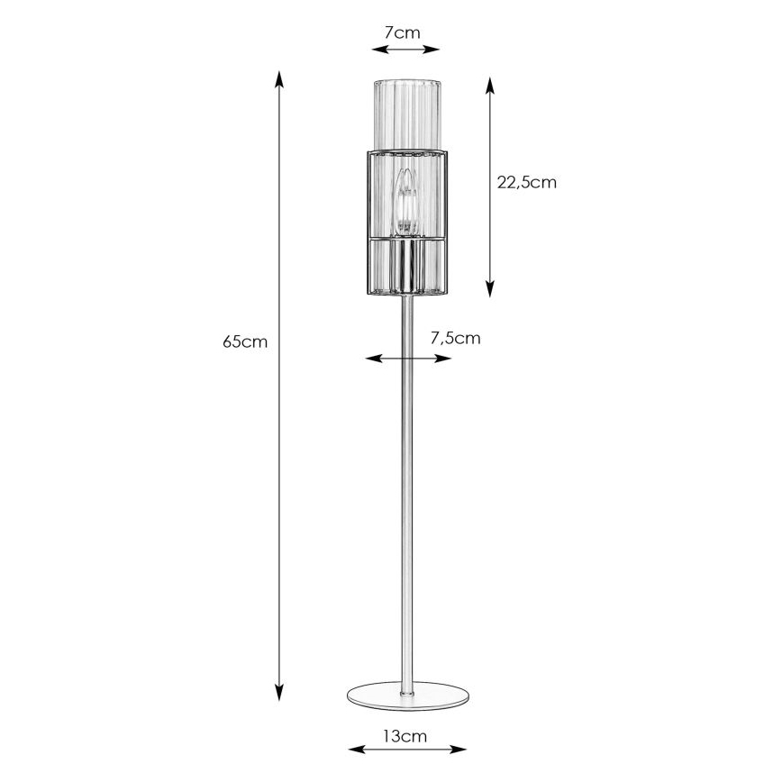 Markslöjd 108558 - Galda lampa TUBO 1xE14/40W/230V 65 cm spīdīgs hroms/caurspīdīga