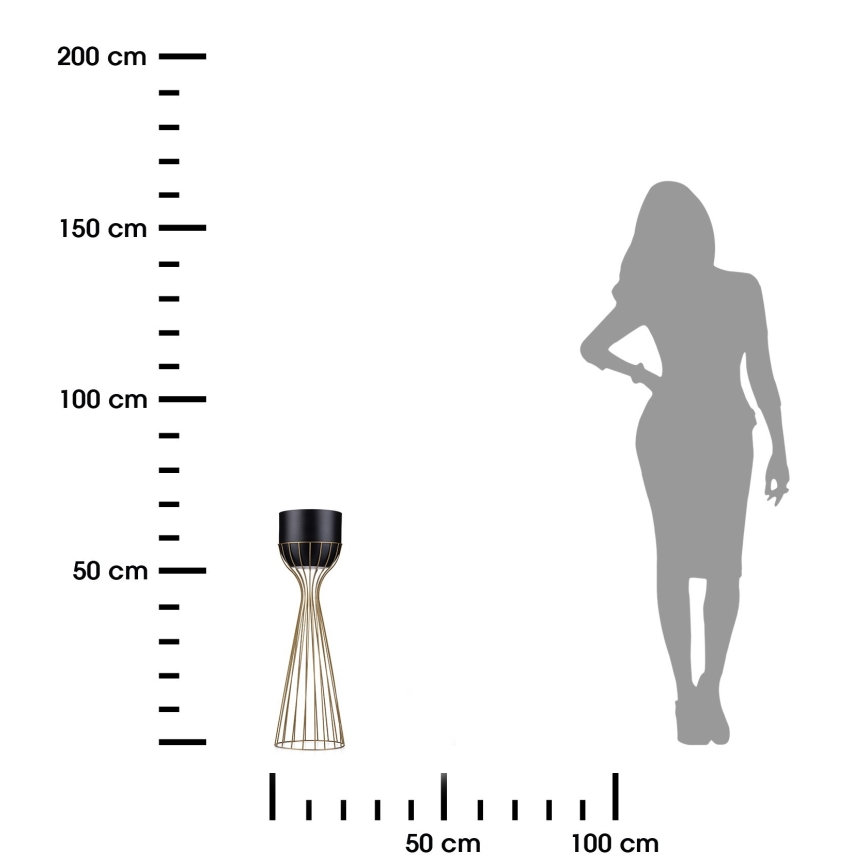 Metāla puķu pods LOFT 68x20 cm zelta/melna