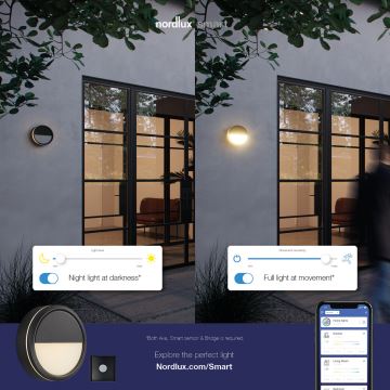 Nordlux - LED Aptumšojama āra sienas lampa AVA SMART LED/9,5W/230V 2700K IP54 melna